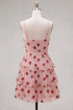 Spaghetti Straps White A Line Tiered Homecoming Dress