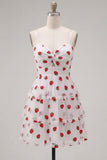 Spaghetti Straps White A Line Tiered Homecoming Dress
