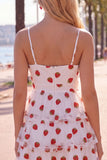 Spaghetti Straps White A Line Tiered Homecoming Dress