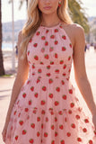 Halter White A Line Ruffled Homecoming Dress