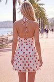 Halter White A Line Ruffled Homecoming Dress