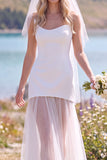 Strapless White A Line Maxi Engagement Dress