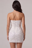 Strapless Sequins Corset Bodycon Little White Dress