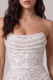 Strapless Sequins Corset Bodycon Little White Dress