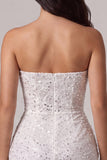 Strapless Sequins Corset Bodycon Little White Dress