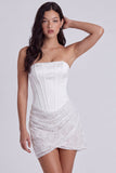 Strapless Corset Sequins Bodycon Little White Dress