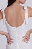 Square Neck A Line Floral Little White Dress