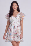 A Line Floral Corset V-Neck Little White Dress