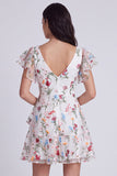 A Line Floral Corset V-Neck Little White Dress