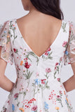A Line Floral Corset V-Neck Little White Dress