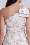 One Shoulder Bodycon Floral Little White Dress