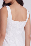 Square Neck Corset Bodycon Little White Dress