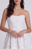 Strapless Corset A Line Lace Little White Dress