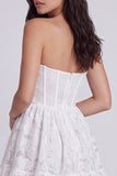 Strapless Corset A Line Lace Little White Dress