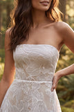 Strapless Floral A Line Little White Dress