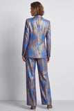 Peacock Blue 2-piece Notched Lapel Single Breasted Women Suits