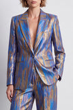 Peacock Blue 2-piece Notched Lapel Single Breasted Women Suits