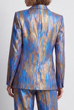 Peacock Blue 2-piece Notched Lapel Single Breasted Women Suits