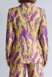 Yellow and Blue Notched Lapel 2-piece Women Suits