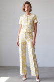 Light Yellow Half Sleeve 2-piece Women Suits