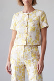 Light Yellow Half Sleeve 2-piece Women Suits
