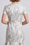 V-Neck Bodycon Light Blue Floral Work Dress
