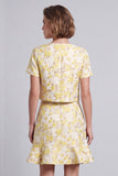 Bodycon Light Yellow Half Sleeve 2-piece Floral Work Dress