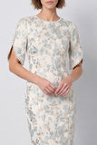 Bodycon Round Neck Light Blue Floral Work Dress