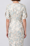 Bodycon Round Neck Light Blue Floral Work Dress