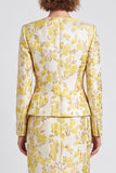 V-Neck Sheath Light Yellow 2-piece Floral Work Dress