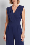 V-Neck Navy Sleeveless Women Jumpsuit