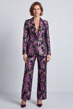 Purple Floral Notched Lapel 2-piece Women Suits