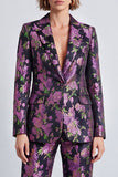 Purple Floral Notched Lapel 2-piece Women Suits