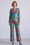 Yellow and Purple Single Breasted 2-piece Women Suits