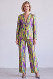 Yellow and Purple Single Breasted 2-piece Women Suits