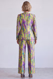 Yellow and Purple Single Breasted 2-piece Women Suits