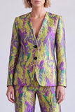 Yellow and Purple Single Breasted 2-piece Women Suits
