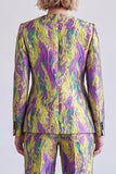 Yellow and Purple Single Breasted 2-piece Women Suits
