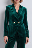 Olive Green Velvet Peak Lapel 2-piece Women Suits