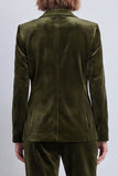 Olive Green Velvet Peak Lapel 2-piece Women Suits