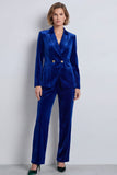 Olive Green Velvet Peak Lapel 2-piece Women Suits