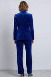 Olive Green Velvet Peak Lapel 2-piece Women Suits