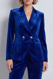 Olive Green Velvet Peak Lapel 2-piece Women Suits