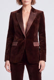 Velvet Dark Green Peak Lapel 2-piece Women Suits