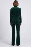 Velvet Dark Green Peak Lapel 2-piece Women Suits