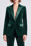 Velvet Dark Green Peak Lapel 2-piece Women Suits