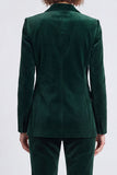 Velvet Dark Green Peak Lapel 2-piece Women Suits