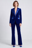 Velvet Dark Green Peak Lapel 2-piece Women Suits