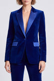 Velvet Dark Green Peak Lapel 2-piece Women Suits