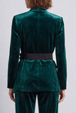 Dark Green Velvet 2-piece Women Suits With 3D Flower
